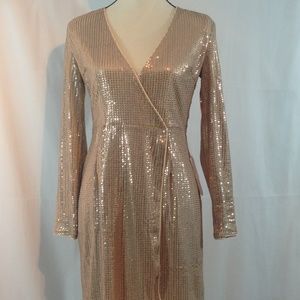 *Gold Sequin Wrap Dress